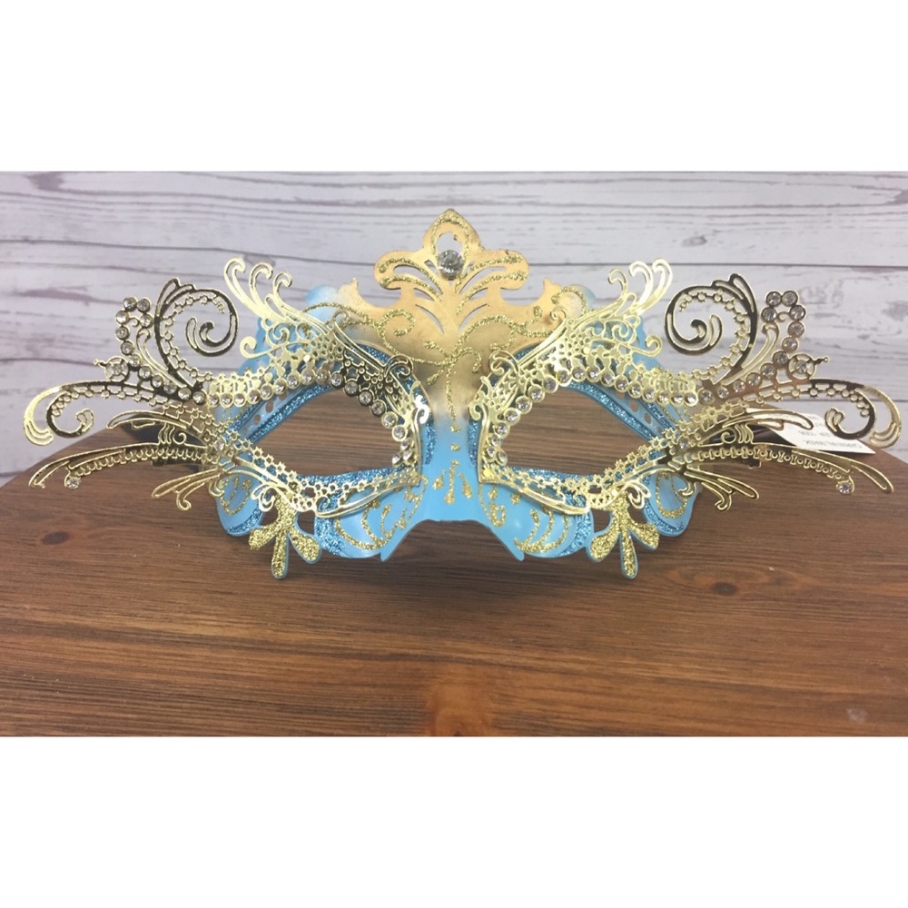 Turquoise and Gold Masquerade Mask
